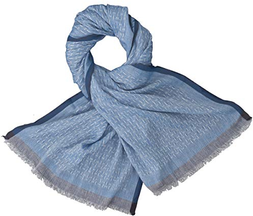 LINDENMANN Schal Herren blau Herren-Schal dünn 100% Baumwolle