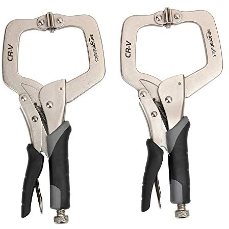 Amazon Basics Metal Face Clamp, 11-inch, 2-Pack, Black/Silver
