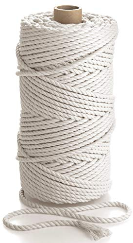 MB Cordas Makramee-Seil 5mm 100 m - Natürliche Baumwollkordel - 3PLY Starke Baumwollschnur - Makramee Traumfänger, Wandbehang, Stricken, Häkeln – Natur (EcruWeiß)