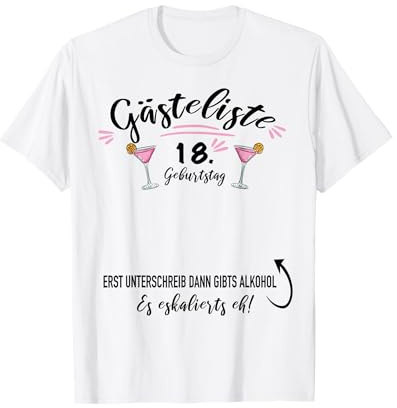 Gästebuch 18ter Geburtstag Party Mädchen Endlich Volljährig T-Shirt