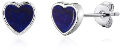 Philip Jones Lapis Heart Stud Earrings