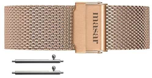 masar 22mm Rose Gold Premium Mesh Ø 0.6mm - Universal, Rilascio rapido, Cinturino in Maglia Milanese, Acciaio Inossidabile