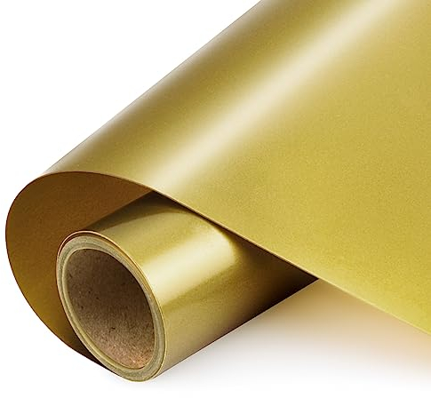 NANAPLUMS Selbstklebendes Plotterfolie Vinyl - Holographisches Permanentes Plotterfolie Vinyl, Selbstklebende Folie für Dauerhaften Aufklebern, Schilder(Mattes Gold, 30.5x200cm)