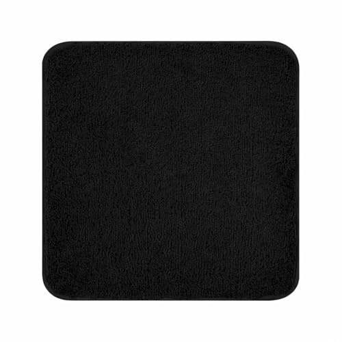 Sentidos Badematte 50x50 cm Schwarz, Kleiner Badezimmerteppich rutschfest, Hochflor Badteppich flauschig & wasserabsorbierend, Badvorleger schwarz rutschfest waschbar, kleine Duschmatte & Badeteppich