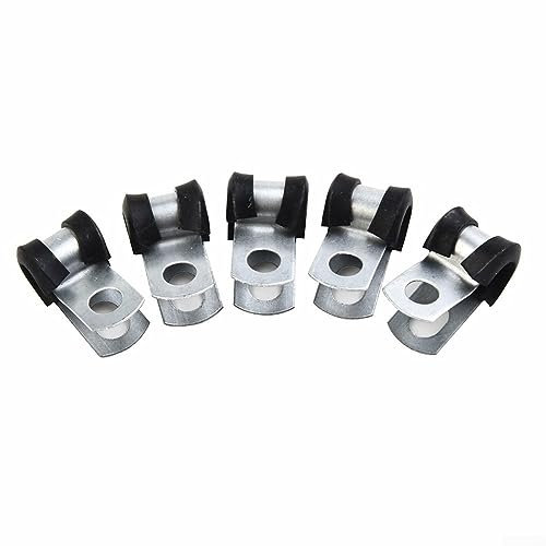 Rubber Lined Brake Pipe Clips - 12 PCS 3/16inch Stainless Steel Pipe Clamps with Rubber Lining, P Clips for Automotive Tube Pipe and Hose Clamp