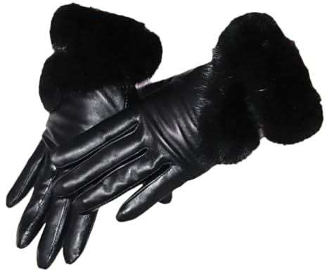 Schaffell Handschuhe Damen Winter Wärme Fahren Reiten Touchscreen Handschuhe, Nerzfell Stil 2, 34