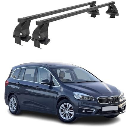 OMAC Menabo Dachträger für BMW 2er Gran Tourer F46 2014-2021 Stahl Schwarz | DIN 75302:2019 & ISO/PAS 11154:2006 geprüft, Abschließbar, City-Crash-getestet, bis 50 kg Traglast, Querträger, Gepäckträger