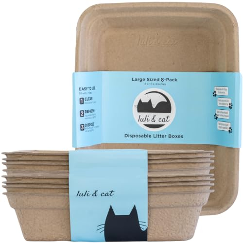 8-Pack Disposable Litter Boxes for Cats | Size Large | Durable and Water Resistant