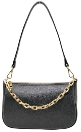 Mauro Pelletteria Borsetta Donna Piccola Elegante Vera Pelle Clutch con Catena a Mano Spalla e Tracolla Made in Italy Modello Stella