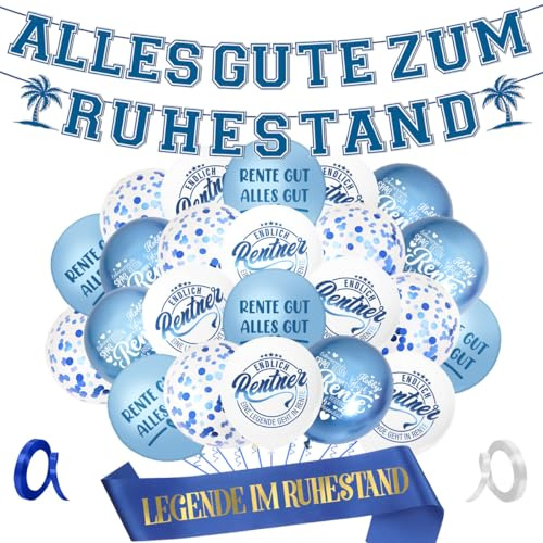 Ruhestand Deko, Rente Deko, Vormontiert Alles Gute Zum Ruhestand, Girlande ruhestand, Alles Gut Girlande, Luftballons RUhestand, Renteneintritt Geschenke Für Männer