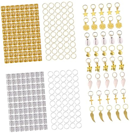 Mikinona 305piezas Accesorios Para Cabello Anillos y Perlas Adornos Para Dreadlocks y Trenzas De Decoraciones Para Fiestas y Eventos