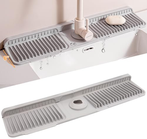 Volminex Alfombrilla para Grifo de Silicona, Protector contra Salpicaduras para Fregadero, Alfombrilla Fregadero Cocina, Almohadilla de Secado de Agua (Gris, 60 cm)