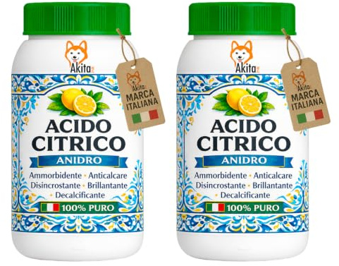 Akitaink Acido Citrico in Polvere, Puro al 100%, Naturale ed Ecologico, Multiuso per Pulizia e Igiene della Casa: Ammorbidente, Anticalcare, Brillantante, Disincrostante, Decalcificante - 2 kg (2)