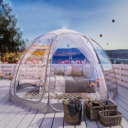 SAIYERUS Tenda a Igloo Bubble Bubble, Gazebo Trasparente in TPU Impermeabile e Resistente alle Intemperie, con Luce LED, per 8-10 Persone, Campeggio, Feste, Matrimoni (Grigio, 3,6 x 3,6 x 2,2M)