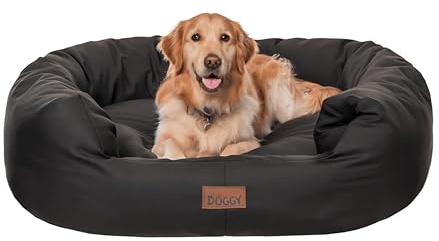 PillowPrim Hundebett | Hundekörbchen für kleine, mittelgroße und große Hunde | Hundekissen | Hundesofa | EInfach zu reinigen | XXL - 113x93 cm | Schwarz