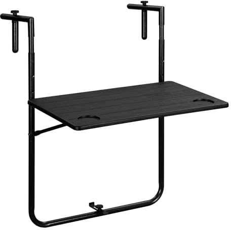 YXINAER Table Balcon Suspendue Table de Balcon Murale Pliable, 3 Niveaux, réglable en Hauteur, résistante aux intempéries, 60 x 36 cm