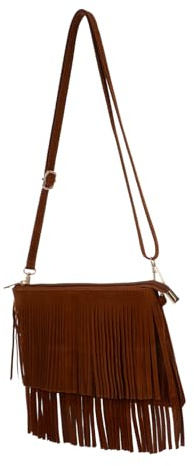 SOLUSTRE Multi-functional Vintage Saddle Handbag with Tassel Crossbody Design, Stylish Polyester and Pu Material, Sturdy Construction for Party and Dating Occasions