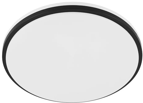 EGLO LED lámpara de techo exterior Margidore, blanco cálido-frío, balcón | terraza, artefacto de plástico y metal negro y blanco, IP54, Ø 34 cm