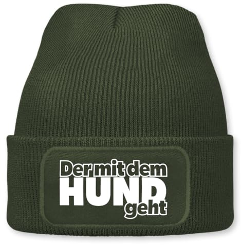 Prozente Momente Der mit dem Hund geht – lustige Wintermütze | Beanie für Damen & Herren, warm, elastisch & Unisex, Strickmütze mit Patch & Druck, perfekt für Après-Ski, Weihnachtsmarkt & Fasching