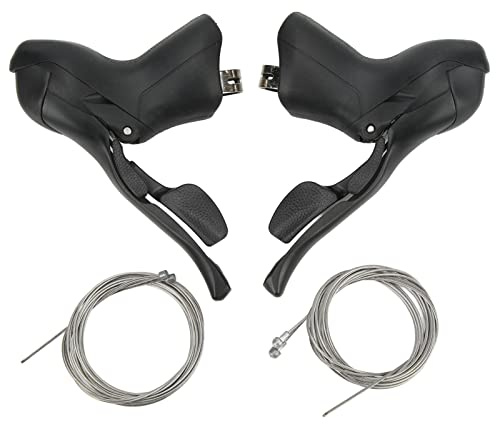 HOSEONFN Leviers de frein en alliage d'aluminium pour vélo de route compatibles avec poignée antidérapante durable pour bullhorn/guidon plat, câbles de changement de vitesse et de frein inclus