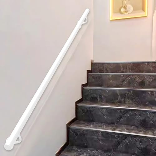Main courante blanche pour escaliers, rampe d'escalier murale pour intérieur et extérieur, 1m 150cm 2m 240cm 3m 360cm 4m rampe d'escalier, tube rond(30cm)