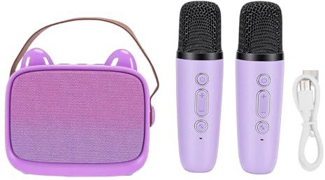 CHICIRIS Macchina Karaoke per Bambini, Mini Macchina Karaoke Giocattolo Bambini Ragazzi Ragazze Altoparlante Bluetooth Portatile con 2 Microfoni Wireless per la Prima Educazione Casa Viaggi (PURPLE)