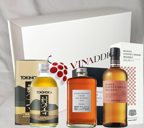 Coffret VINADDICT FUJIYAMA - Whiskys Japonais - Nikka Coffey Grain 70cl, Nikka From the barrel 50cl et Tokinoka 50cl.