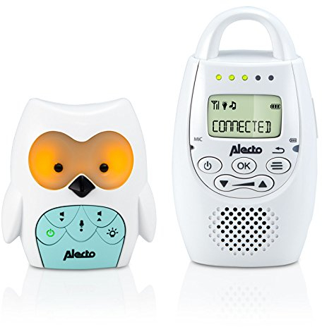 Alecto DBX-84 Eco DECT Digitales Babyphone hohe Reichweite bis zu 300 m. (100% störungsfrei), Gegensprechfunktion, Nachtlicht, LED-Geräuschanzeige und 5 Schlaflieder
