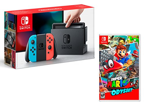 Nintendo Switch console Rouge/Bleu Néon 32Go + Super Mario Odyssey