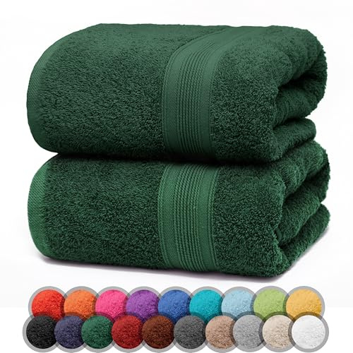 NatureMark Paquete de 2 Toallas de baño de 70 x 140 cm, Toalla de Ducha en Paquete Doble, Color: Verde Oscuro