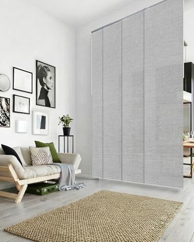 GoDear Design Adjustable Sliding Panel Hanging Room Dividers 45.8- 86 W x 96 H, Extendable Vertical Blinds for Sliding Glass Doors, Closet Door Blinds Trimmable Fabric Panel Curtain Shades, Airo