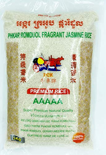 Riz Long du Cambodge extra parfumé au Jasmin 5KG Gao Thom - Qualité Premium - Année 2023 (1 sac de 5KG)