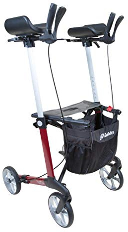 FabaCare Arthritis Rollator Tiger mit Einhandbremse links rechts, Unterarmrollator, gepolsterte Armauflagen, höhenverstellbarer Arthritsrollator, bis 150 kg, Rot