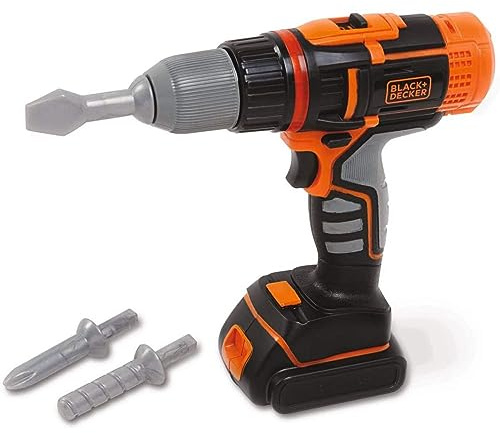 Smoby - Black + Decker Bohrmaschine/Elektroschrauber, Farbe Grau und Orange, 760360197
