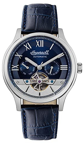 Ingersoll The Tempest Herren-Automatikuhr, 44 mm, mit offenem Herz-Zifferblatt und Lederarmband