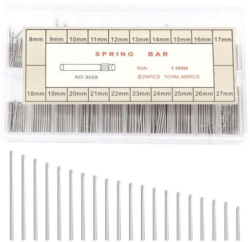 Agatige Barre a Molla per Cinturini Orologi, 1 mm Bar Primavera in Acciaio Inossidabile Perni di Ricambio Attrezzi per Sostituzione Kit Riparazione Orologi per Cinturino di Ricambio