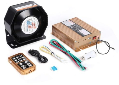 Autowarnalarm ，Yctze 12v Autowarnalarm 18 Töne Drahtloser Lauter Sirenenlautsprecher Freisprech-Sicherheitshorn mit 2 LED-Leuchten