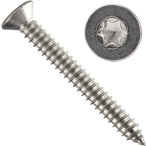 OPIOL QUALITY® Blechschrauben mit Senkkopf und Innensechsrund TX DIN 7982 / ISO 14586 2,9x32 mm aus Edelstahl A2 V2A (10 Stück) Selbstschneidend Torx Form C mit Spitze