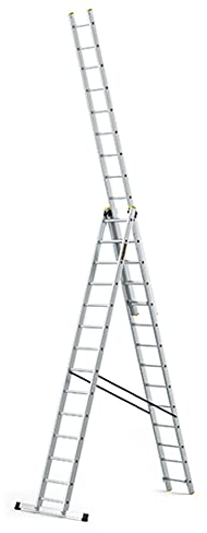 DRABEST Scala Pro serie 3 pezzi scala multiuso 3 x 14 gradini, scala multifunzione fino a 150 kg, altezza di lavoro 9,62 m, con gancio per secchio