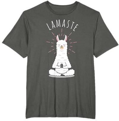 RTstyles Funny Yoga Namaste Lamaste T-Shirt Schwarz S Unisex Erwachsene Klassische Passform Kurzarm T-Shirt