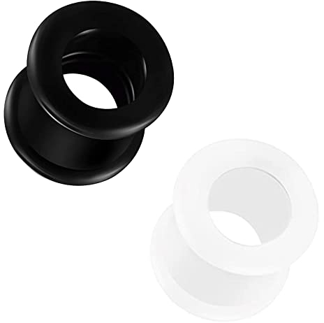 69appeal Silikon Ohr Tunnel 1 Paar 10mm schwarz oder weiß Flesh Plug Piercing Schmuck Set