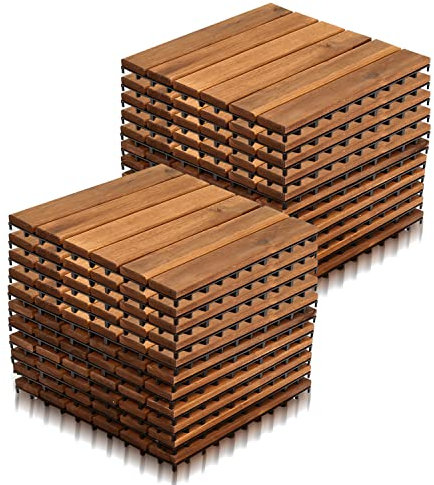 Vigevee Piastrelle Esterno 30 x 30 cm, 22 pezzi Pavimento per Esterno Pavimento Giardino ad Incastro per Patio Terrazza Balcone Piscina 2 m Tagliabile