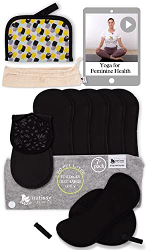 Natissy Bio-Baumwolle Slipeinlagen für Frauen, Waschbar, Weich, Atmungsaktiv, Hautfreundlich und Wiederverwendbar - 7er-Set Größe M - Made in EU