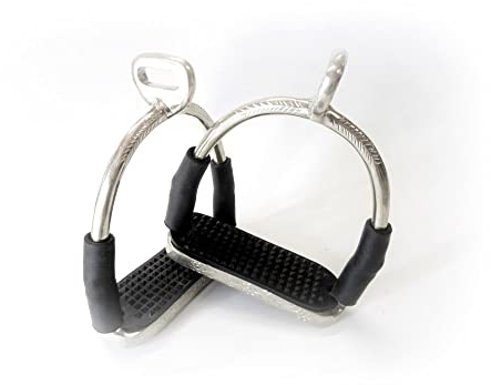 PS Pferdeartikel Edler Sicherheits-Steigbügel mit Gelenken, 90° gedreht, In Farbe Silber, verziert, 1 Paar