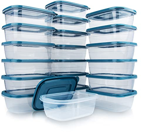 EFISH 20PCS Rechteck Kunststoff Portion Box Sets mit Deckel，Food Aufbewahrungsbox, Behälter Sets, Lebensmittellagerung, Lebensmittelbehälter,Verwendung für Schule,Arbeit und Reisen,500 ML Pro Box.