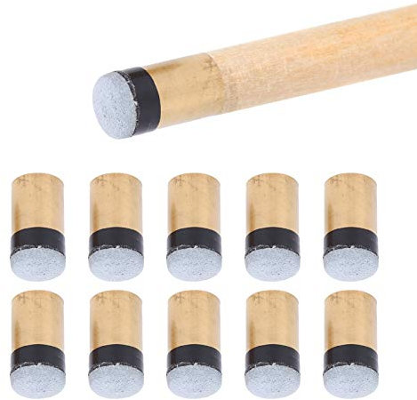 Agatige Billardkugel-Queue-Spitzen, 10 Stück PU-Leder Billard-Snooker-Pool-Queue-Pole-Spitze Und Ferrules Ersatzteile Kupfer Zum Anschrauben Für Billard-Queue-Sticks(10mm)