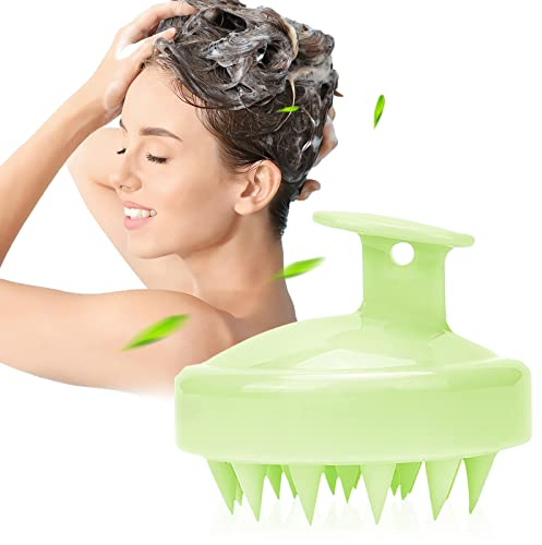 Phantasy® Kopfhaut Massagebürste, Shampoo Silikon Haarbürste für Peeling und Kopfmassage verwendet werden, um die Durchblutung der Kopfhaut zu verbessern, Avocado Grün