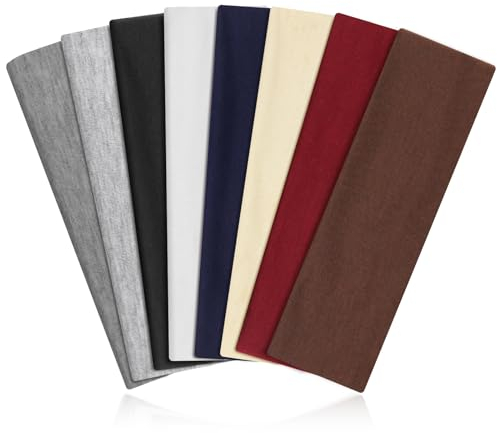 AWUMBUK Bandeau Cheveux Femme Homme, Bandeaux Mode pour Femmes Antidérapant Headband Running Sport Yoga Élastique Unisexe Accessoire Cheveux 8 PCS