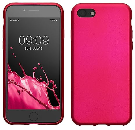 kwmobile Handyhülle für Apple iPhone SE (2022) / SE (2020) / 8/7 Hülle - Silikon Case metallisch schimmernd - Schutzhülle Cover - Metallic Pink