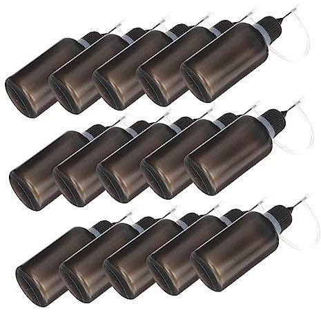 VILLFUL 20pcs 30ml Refillable Squeeze Bottles with Steel Pointed Nozzle, Black Ldpe Applicator Bottles for Machine Oil and Liquid Glue Storage, Suitable for Precision Oil Dispensing and Craft Use